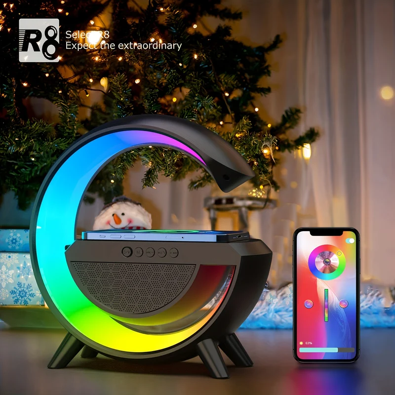 SM2301 Altoparlante Wireless 6 Modalità Di Illuminazione Funzione Di Ricarica Wireless Compatibile Con Il Sistema IOS/Android Bianco E Nero