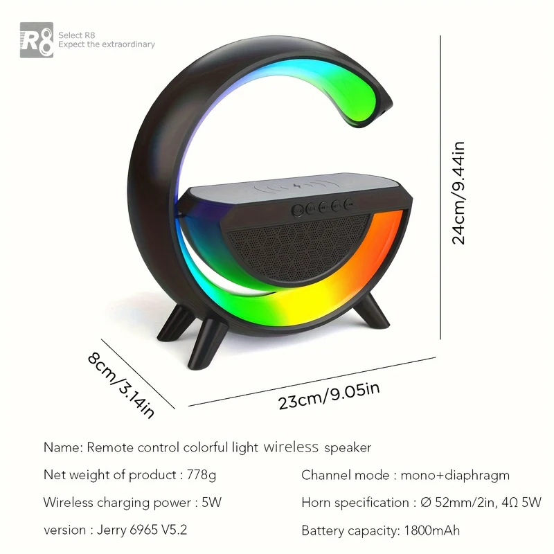 SM2301 Altoparlante Wireless 6 Modalità Di Illuminazione Funzione Di Ricarica Wireless Compatibile Con Il Sistema IOS/Android Bianco E Nero