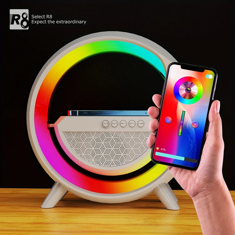 SM2301 Altoparlante Wireless 6 Modalità Di Illuminazione Funzione Di Ricarica Wireless Compatibile Con Il Sistema IOS/Android Bianco E Nero