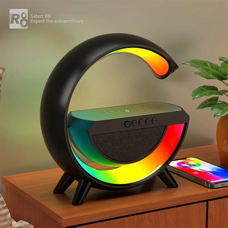 SM2301 Altoparlante Wireless 6 Modalità Di Illuminazione Funzione Di Ricarica Wireless Compatibile Con Il Sistema IOS/Android Bianco E Nero