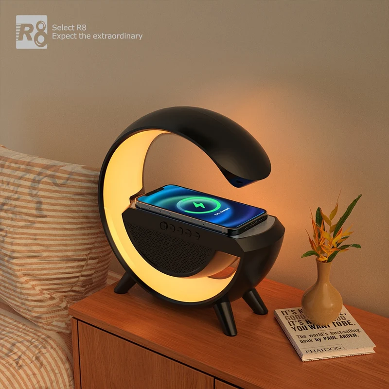 SM2301 Altoparlante Wireless 6 Modalità Di Illuminazione Funzione Di Ricarica Wireless Compatibile Con Il Sistema IOS/Android Bianco E Nero