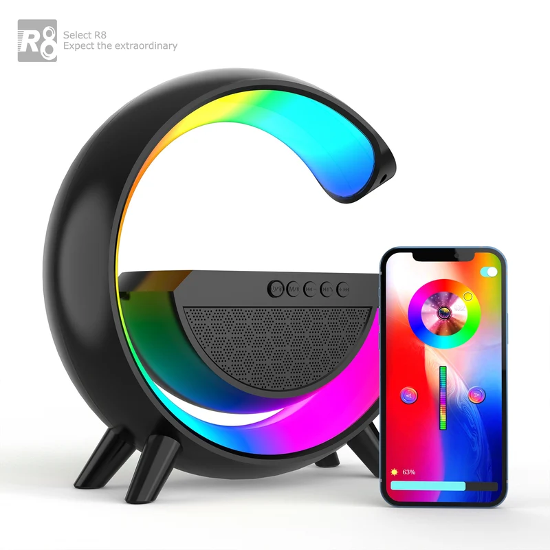 SM2301 Altoparlante Wireless 6 Modalità Di Illuminazione Funzione Di Ricarica Wireless Compatibile Con Il Sistema IOS/Android Bianco E Nero