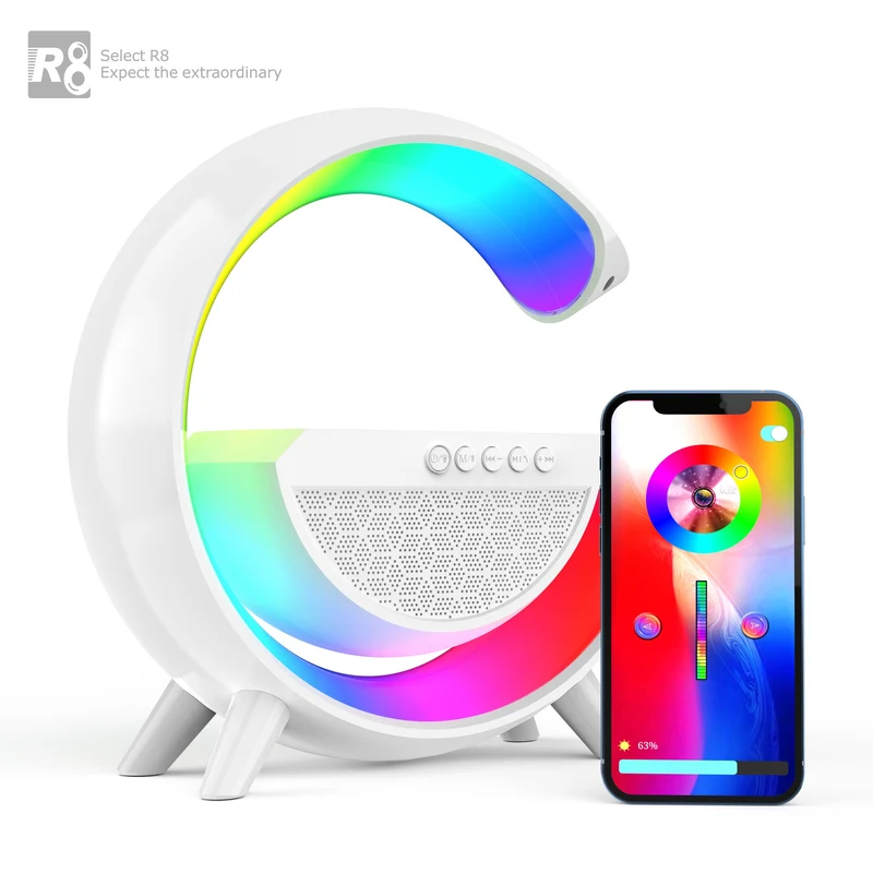 SM2301 Altoparlante Wireless 6 Modalità Di Illuminazione Funzione Di Ricarica Wireless Compatibile Con Il Sistema IOS/Android Bianco E Nero