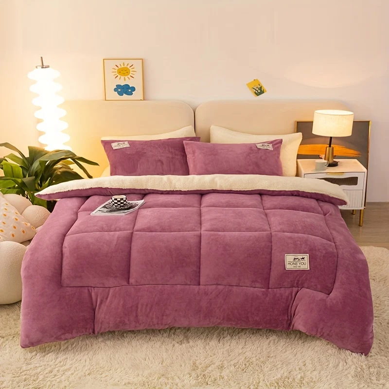 Piumino 1pc, Piumino Caldo A Tre Strati Ispessito Con Superficie Soffice Per L'autunno E L'inverno, Imbottitura Alternativa In Piuma, Si Riscalda All'istante