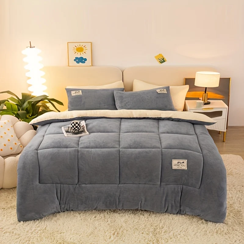 Piumino 1pc, Piumino Caldo A Tre Strati Ispessito Con Superficie Soffice Per L'autunno E L'inverno, Imbottitura Alternativa In Piuma, Si Riscalda All'istante