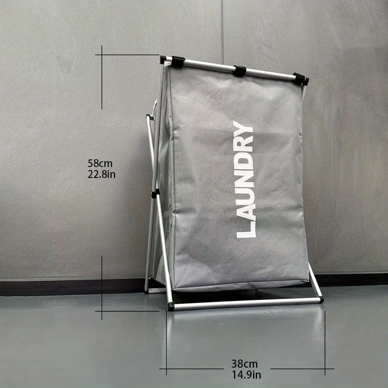 1pc Lavanderia Sorter, 35L Cesto Per La Biancheria, 2/3 Sezioni Cesto Per La Biancheria Pieghevole Con Telaio In Alluminio, 60.96cm × 35.56cm X 58.42cm Cesto Per La Biancheria Impermeabile Portatile Per Bagno Camera Da Letto Casa