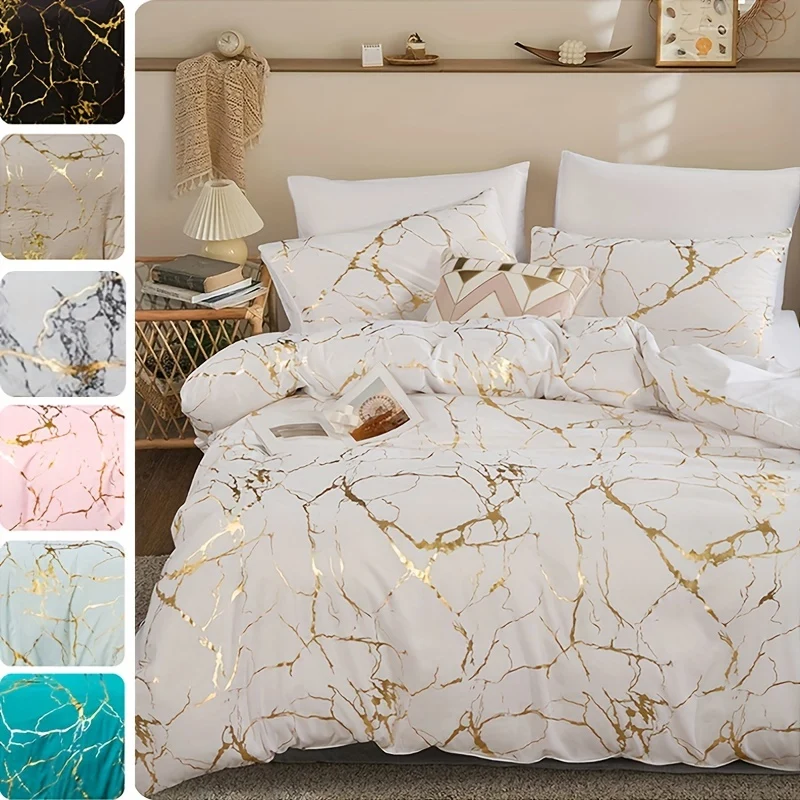 Set copripiumino bronzatura 3 pz., set di biancheria da letto, copripiumino morbido e confortevole, per camera da letto, camera degli ospiti (1*copripiumino + 2*federe, senza nucleo)