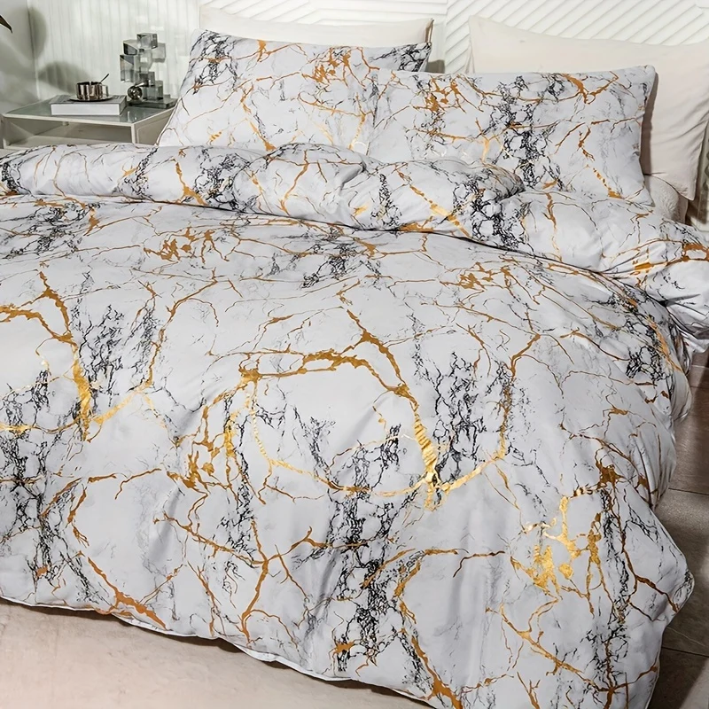 Set copripiumino bronzatura 3 pz., set di biancheria da letto, copripiumino morbido e confortevole, per camera da letto, camera degli ospiti (1*copripiumino + 2*federe, senza nucleo)