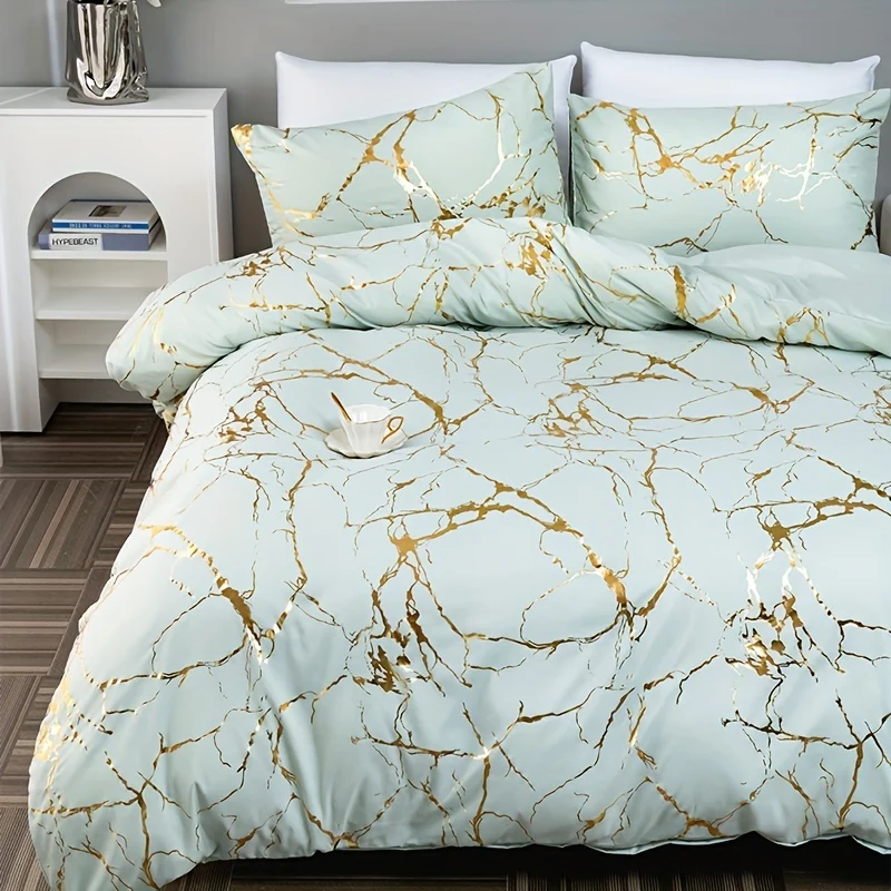 Set copripiumino bronzatura 3 pz., set di biancheria da letto, copripiumino morbido e confortevole, per camera da letto, camera degli ospiti (1*copripiumino + 2*federe, senza nucleo)