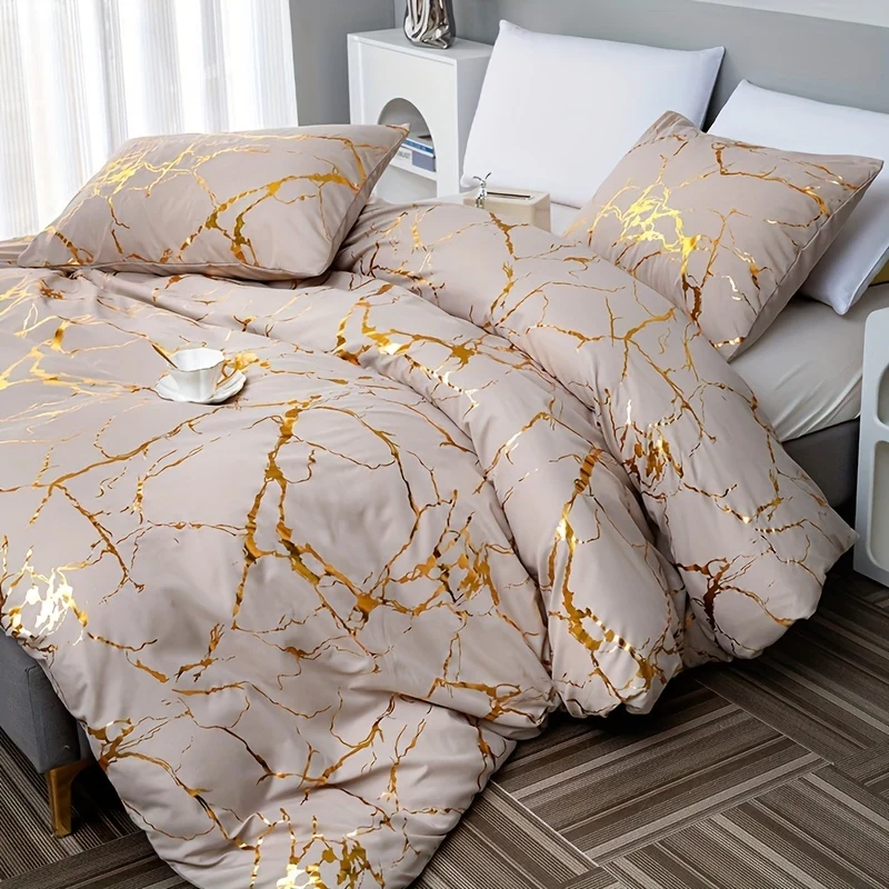 Set copripiumino bronzatura 3 pz., set di biancheria da letto, copripiumino morbido e confortevole, per camera da letto, camera degli ospiti (1*copripiumino + 2*federe, senza nucleo)