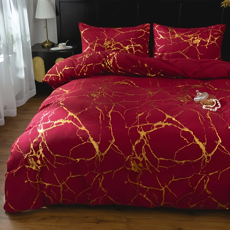 Set copripiumino bronzatura 3 pz., set di biancheria da letto, copripiumino morbido e confortevole, per camera da letto, camera degli ospiti (1*copripiumino + 2*federe, senza nucleo)