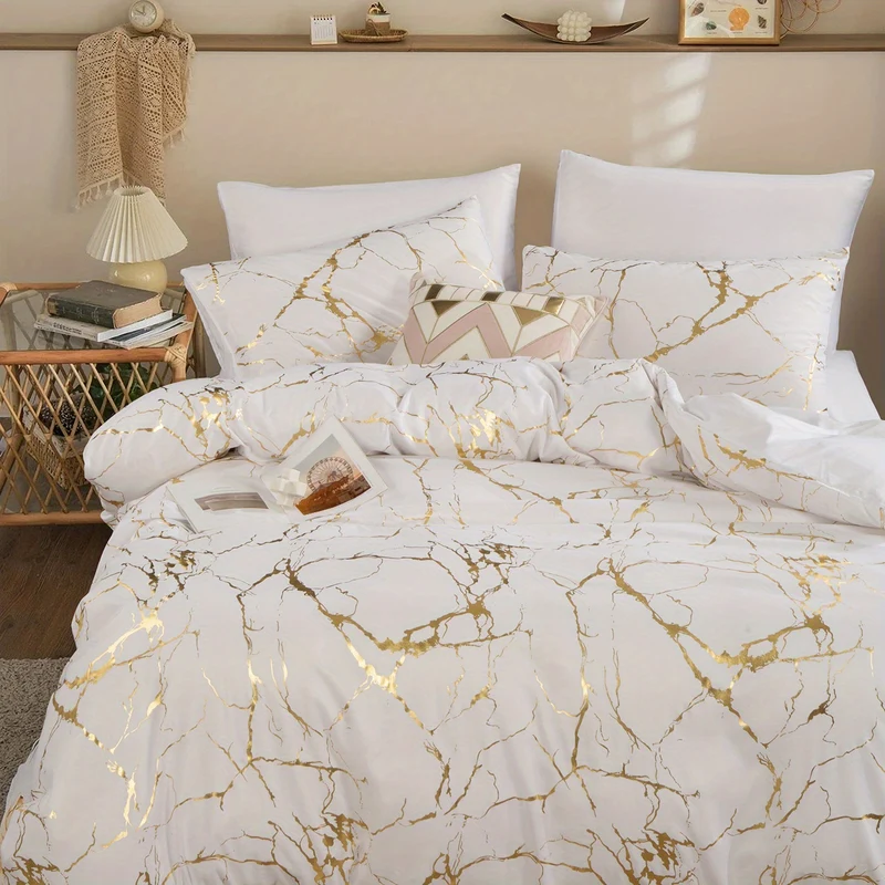 Set copripiumino bronzatura 3 pz., set di biancheria da letto, copripiumino morbido e confortevole, per camera da letto, camera degli ospiti (1*copripiumino + 2*federe, senza nucleo)