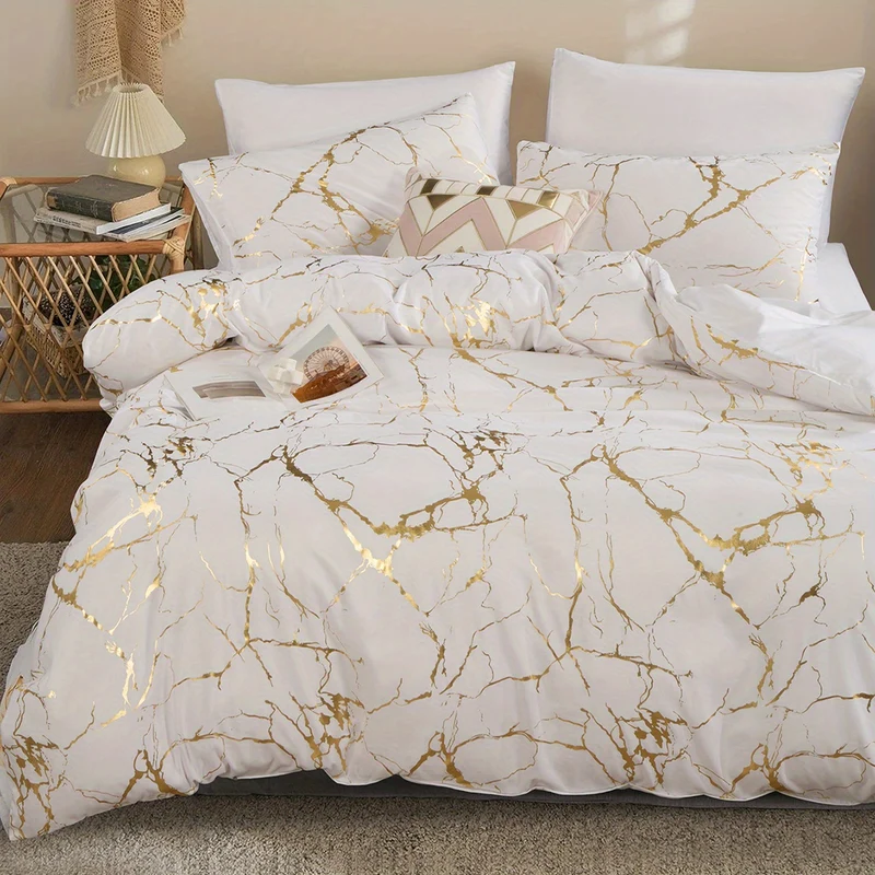 Set copripiumino bronzatura 3 pz., set di biancheria da letto, copripiumino morbido e confortevole, per camera da letto, camera degli ospiti (1*copripiumino + 2*federe, senza nucleo)