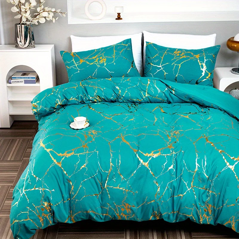 Set copripiumino bronzatura 3 pz., set di biancheria da letto, copripiumino morbido e confortevole, per camera da letto, camera degli ospiti (1*copripiumino + 2*federe, senza nucleo)