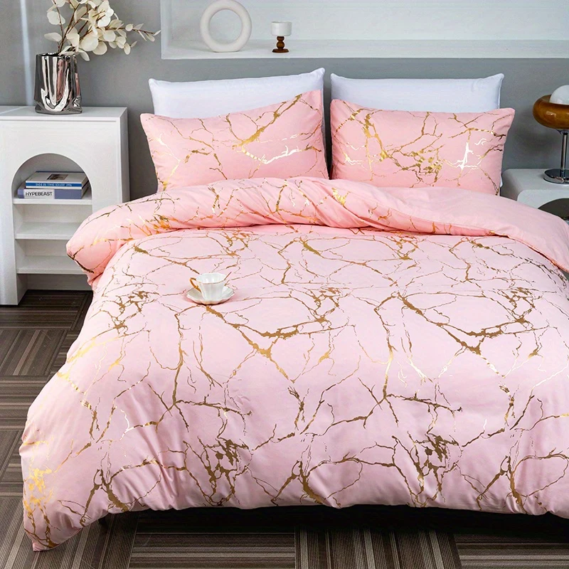 Set copripiumino bronzatura 3 pz., set di biancheria da letto, copripiumino morbido e confortevole, per camera da letto, camera degli ospiti (1*copripiumino + 2*federe, senza nucleo)