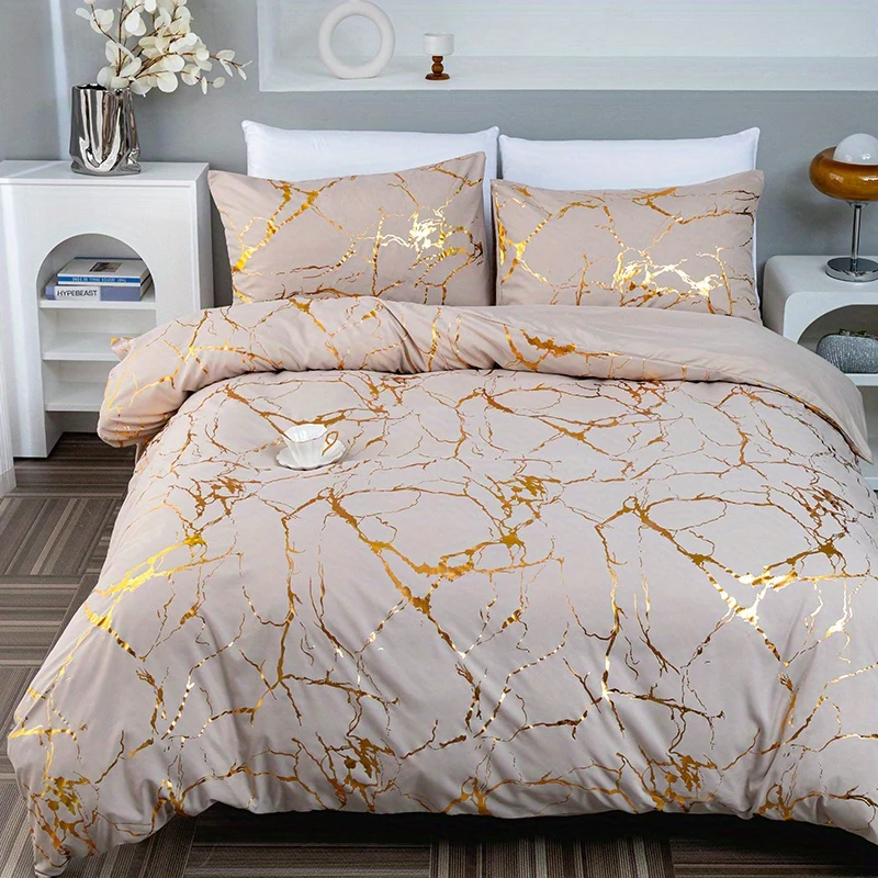 Set copripiumino bronzatura 3 pz., set di biancheria da letto, copripiumino morbido e confortevole, per camera da letto, camera degli ospiti (1*copripiumino + 2*federe, senza nucleo)