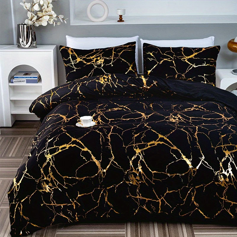 Set copripiumino bronzatura 3 pz., set di biancheria da letto, copripiumino morbido e confortevole, per camera da letto, camera degli ospiti (1*copripiumino + 2*federe, senza nucleo)
