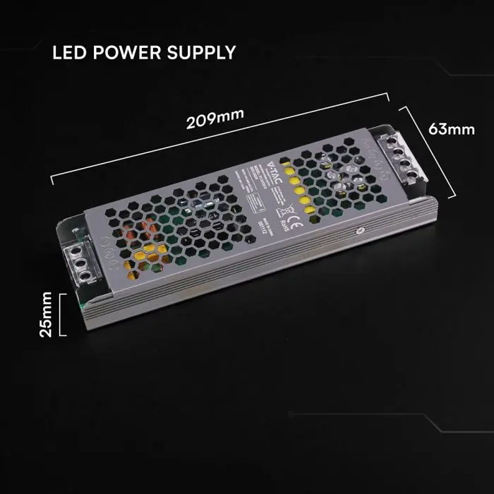 Alimentatore LED V-TAC Slim in Metallo 150W 24V 6.25A – Ultra Piatto IP20