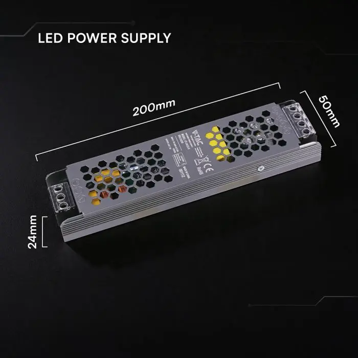 Alimentatore LED V-TAC Slim in Metallo 120W 24V 5A – Ultra Piatto IP20