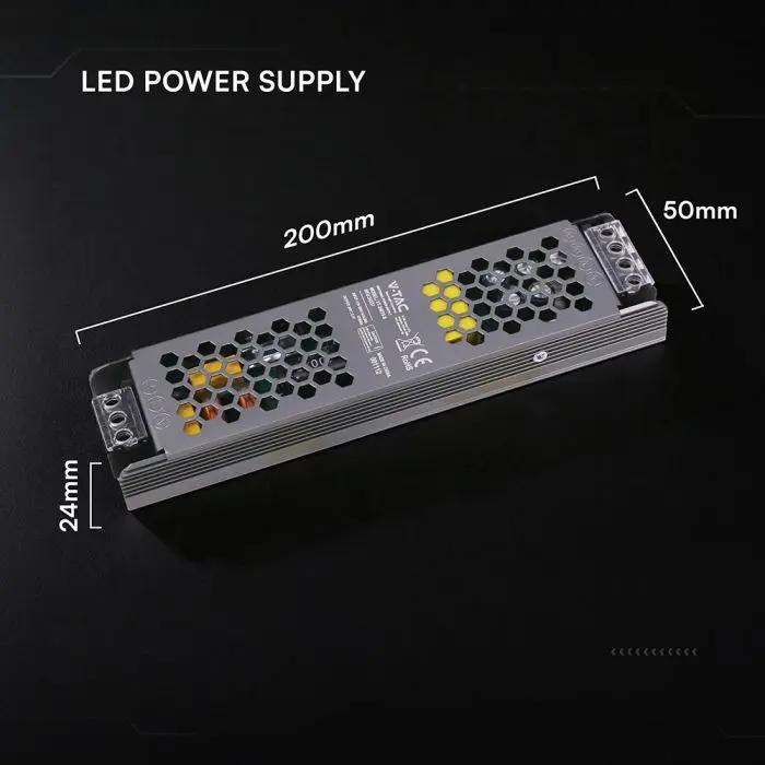 Alimentatore LED V-TAC Slim in Metallo 75W 24V 3.1A – Ultra Piatto IP20