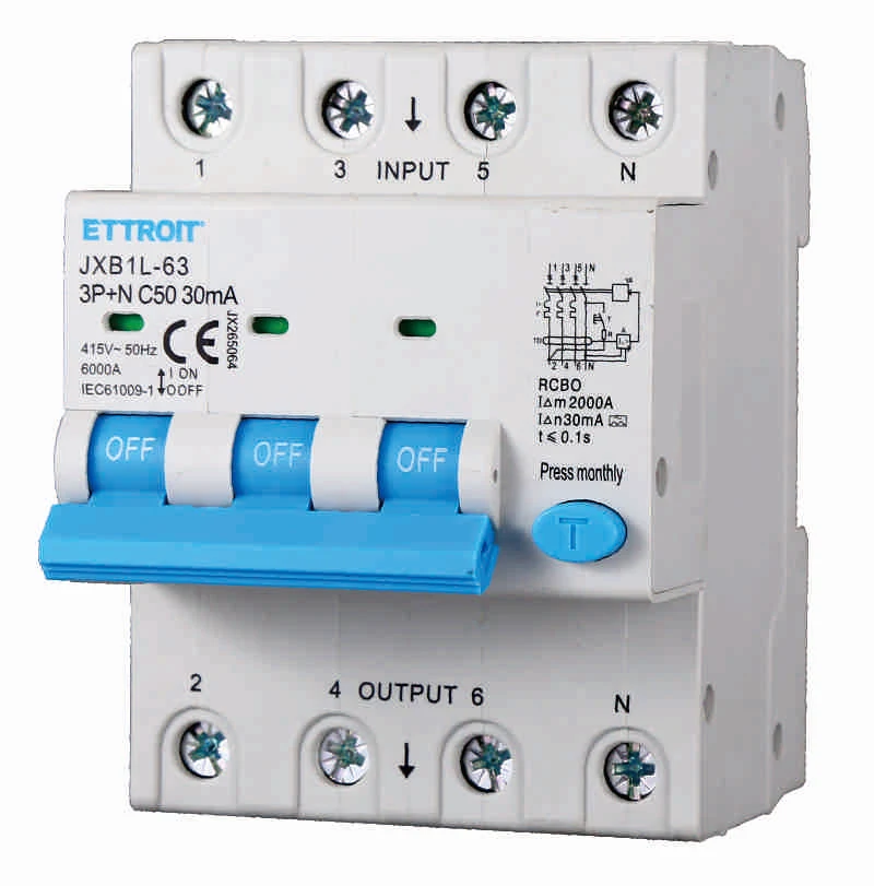 Magnetotermico Differenziale 3P+N 50A 30mA 380V 6KA Classe A Ettroit - JX265064