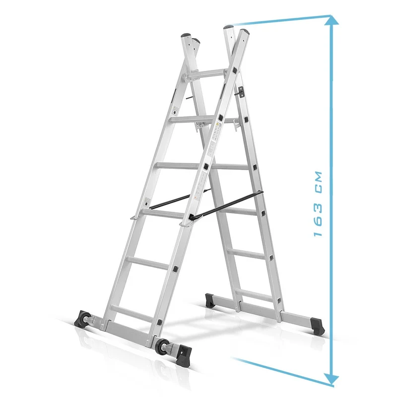 STAHLWERK Leitergerüst LG-270 ST 150 kg Tragkraft, 3 in 1 Mehrzweckleiter / Aluminium Klappleiter / Arbeitsgerüst / Arbeitsplattform / Gerüst mit rutschfesten Sprossen inklusive 7 Jahre Hersteller-Garantie