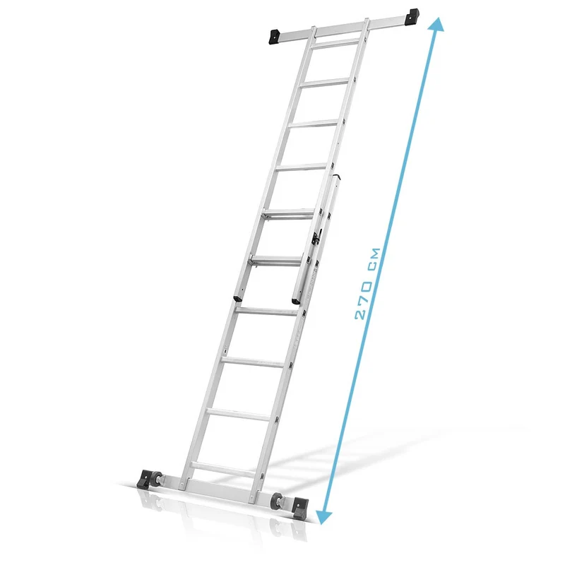 STAHLWERK Leitergerüst LG-270 ST 150 kg Tragkraft, 3 in 1 Mehrzweckleiter / Aluminium Klappleiter / Arbeitsgerüst / Arbeitsplattform / Gerüst mit rutschfesten Sprossen inklusive 7 Jahre Hersteller-Garantie