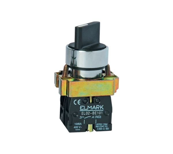 Selettore rotativo 3 posizioni 2NO 22,5 mm Elmark EL2-BD33