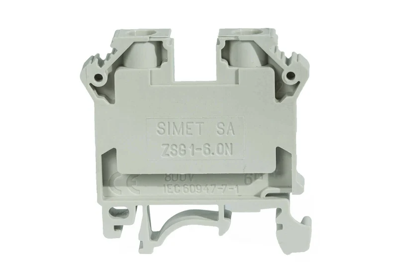 Morsetto a Vite da Guida DIN 6mm² - Grigio (Standard/Fase) - (Simet / Elmark)