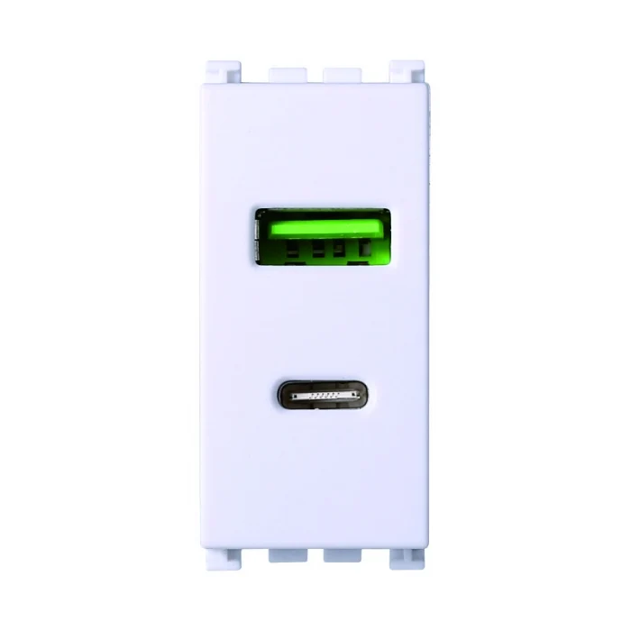 Ettroit Presa Usb 2 IN 1 USB+TYPE-C 3.1AMH | VA3002b compatibile vimar arkè bianca
