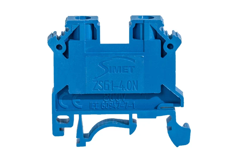 Morsetto Passante a Vite 4 mm per Barra DIN - blu (neutro) - Simet
