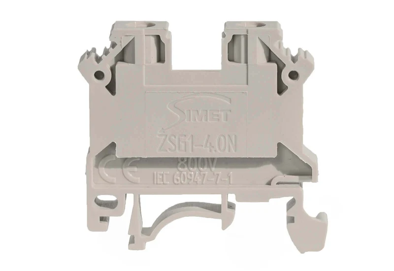 Morsetto Passante a Vite 4 mm per Barra DIN - Grigio (Fase/Linea) - Simet