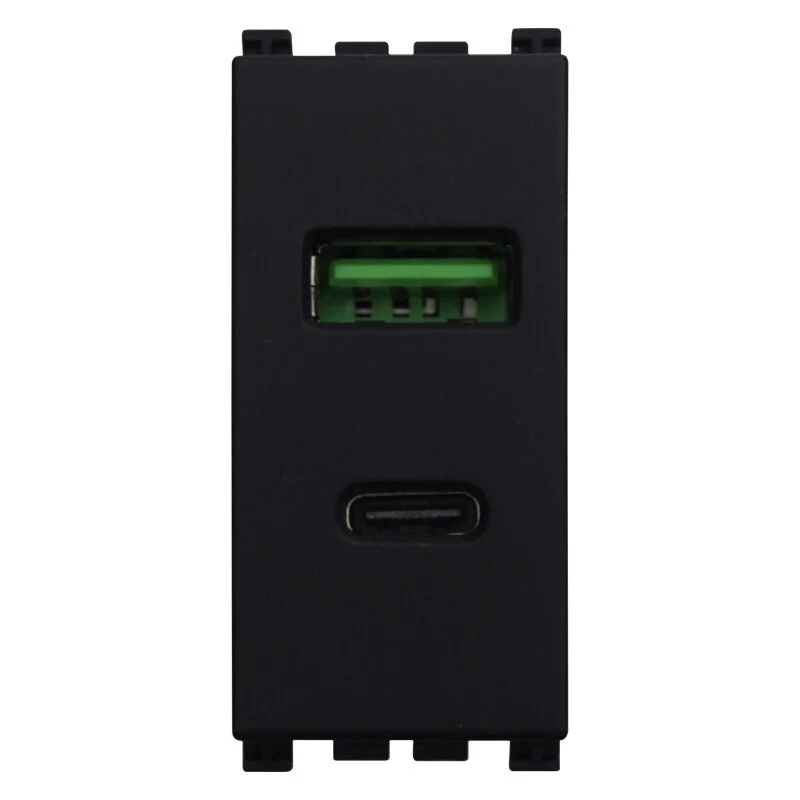 Ettroit Presa Usb 2 IN 1 USB+TYPE-C 3.1AMH | VA3002 compatibile vimar arkè nera