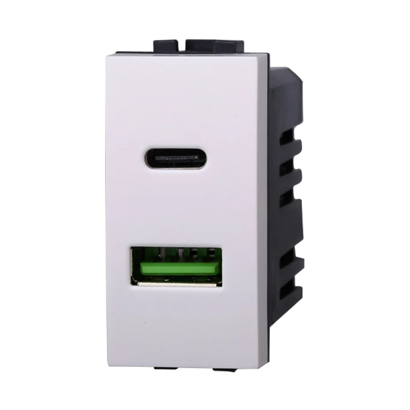 Caricatore USB doppio Tipo A e C 3,1Ah bianco per Bticino Light