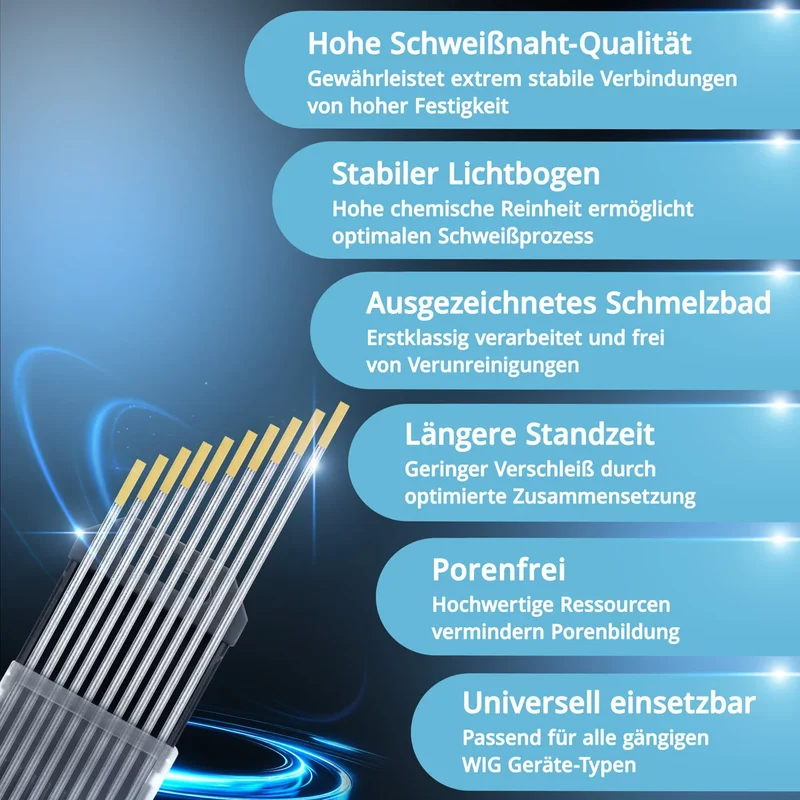STAHLWERK Wolframelektroden / Schweißelektroden 2,4 x 175 mm WL15 gold im praktischen 10er Set