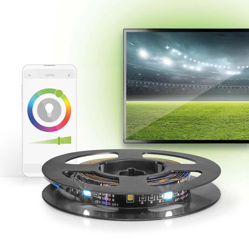 Nedis SmartLife - Striscia LED Full Color - Bluetooth - RGB/Bianco Caldo - 2 m - IP20 - Fissaggio semplice -