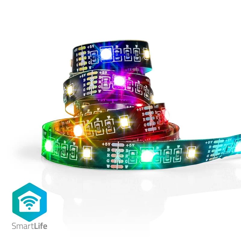 Nedis SmartLife - Striscia LED Full Color - Bluetooth - RGB/Bianco Caldo - 2 m - IP20 - Fissaggio semplice -