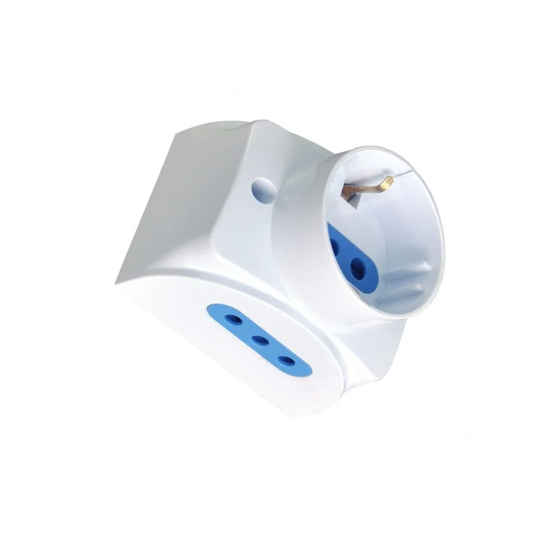 TECHLY 104738 Presa da Muro con 2 Prese Italiane 2P+T e 1 Schuko 16A Bianco salvaspazio