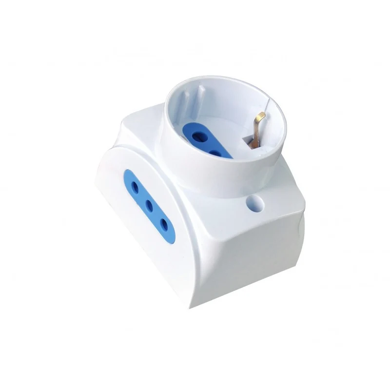 TECHLY 104738 Presa da Muro con 2 Prese Italiane 2P+T e 1 Schuko 16A Bianco salvaspazio