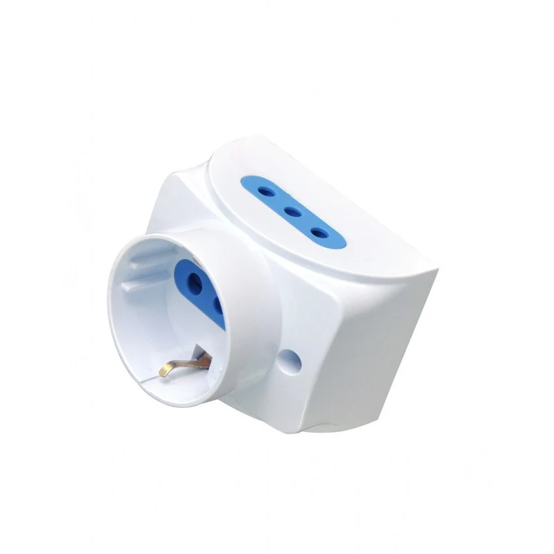 TECHLY 104738 Presa da Muro con 2 Prese Italiane 2P+T e 1 Schuko 16A Bianco salvaspazio