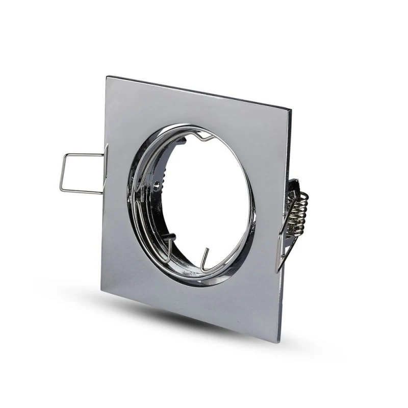 Portafaretto LED da Incasso Quadrato Orientabile Cromato GU10/GU5.3 - V-Tac VT-779-CH