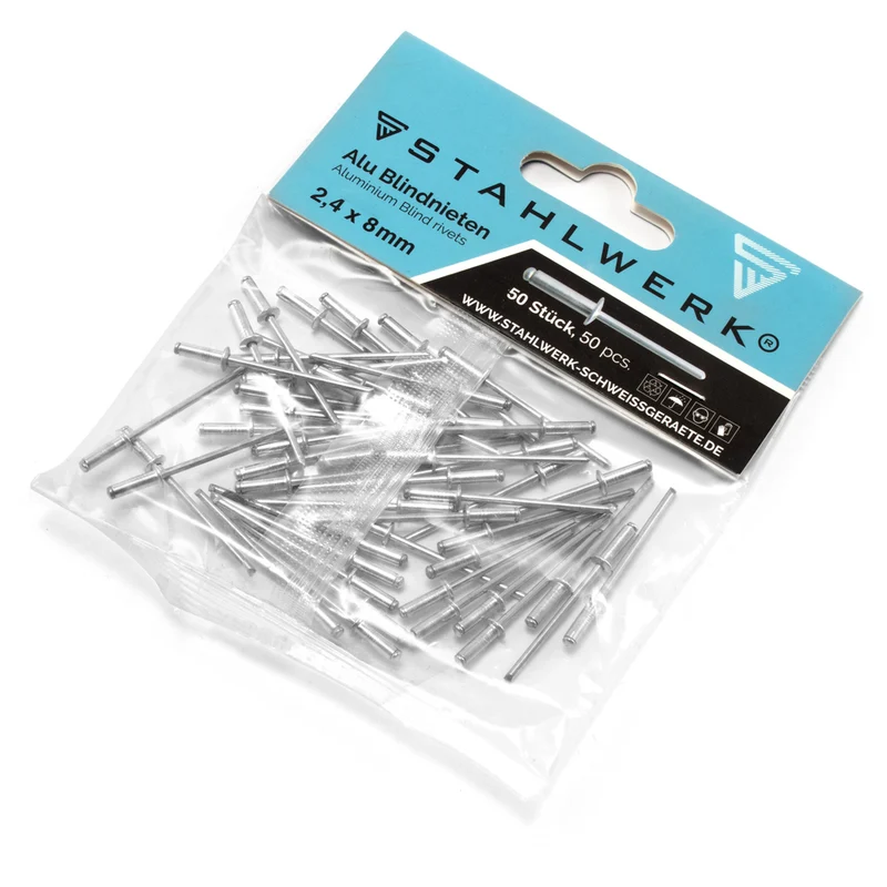 STAHLWERK 2er Set Alu-Blindnieten 2,4 x 8 mm + 3,2 x 10 mm - je 50 Stück