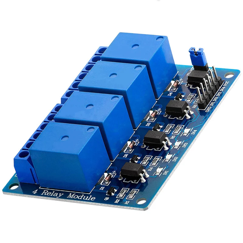 4-channel relay module 5V with optocoupler low-level trigger compatible with Arduino and Raspberry Pi