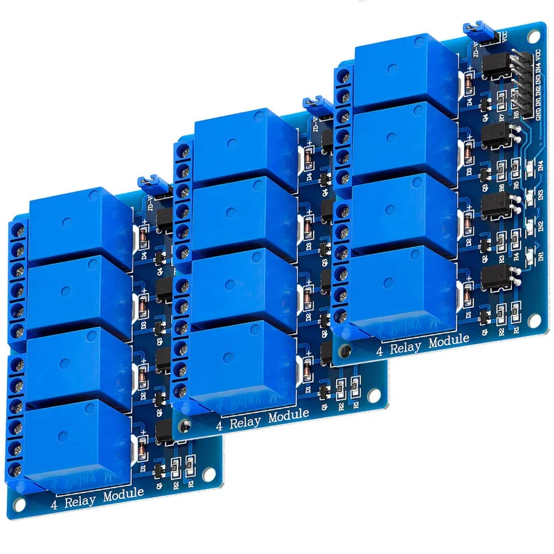 4-channel relay module 5V with optocoupler low-level trigger compatible with Arduino and Raspberry Pi