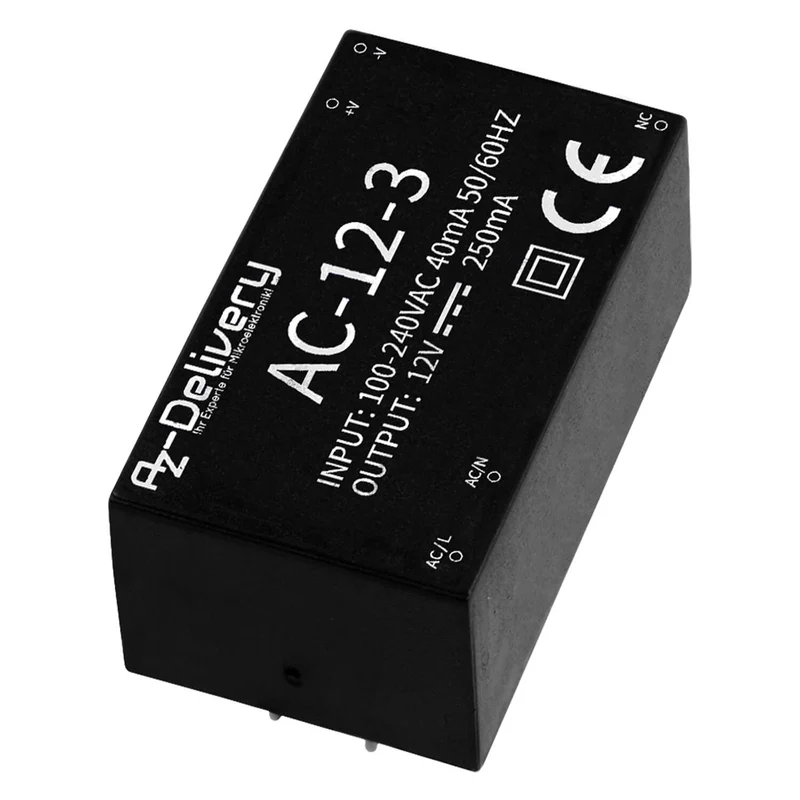 220V to 12V mini power supply compatible with Arduino and Raspberry Pi