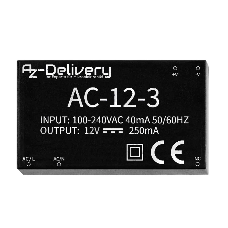 220V to 12V mini power supply compatible with Arduino and Raspberry Pi