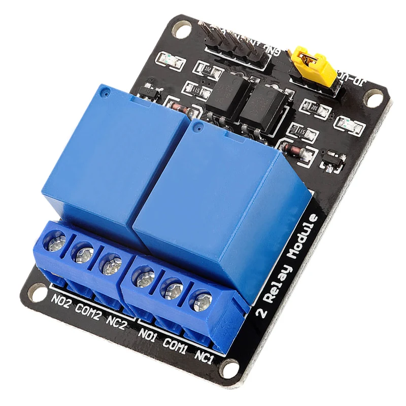 2-channel relay module 5V with optocoupler low-level trigger compatible with Arduino and Raspberry Pi