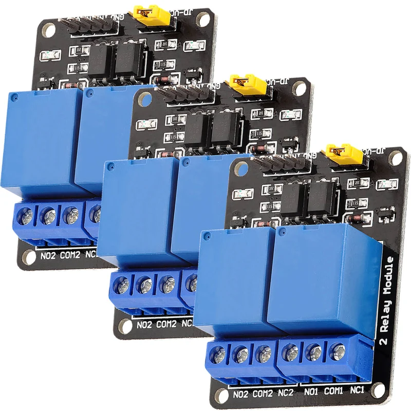 2-channel relay module 5V with optocoupler low-level trigger compatible with Arduino and Raspberry Pi