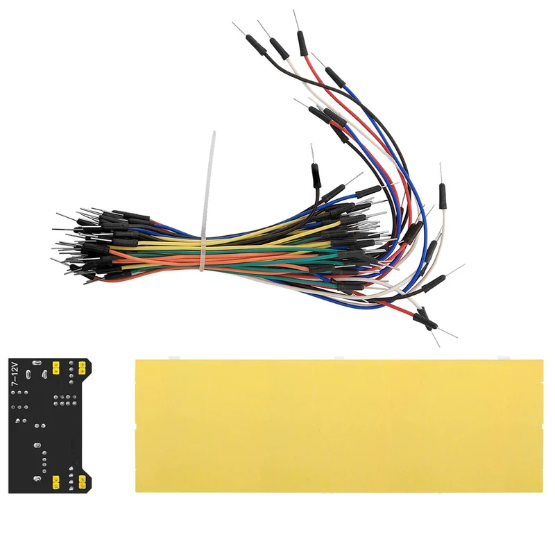MB 102 Breadboard Kit - 830 breadboard, power supply adapter 3.3V 5V, 65 jumpers