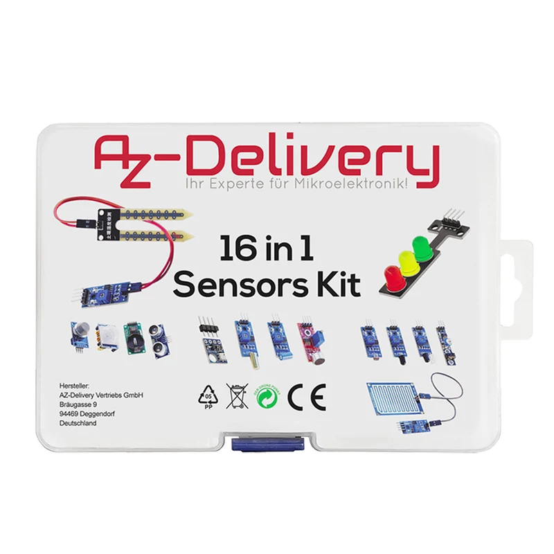 16 in 1 kit accessory set with sensors and modules compatible with Arduino and Raspberry Pi